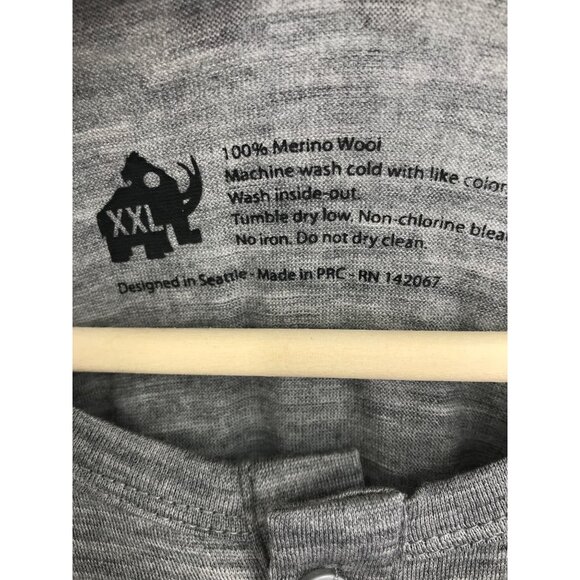 Woolly Men's The Henley Long Sleeve Shirt Merino Wool Gray XXL NEW - Picture 4 of 6